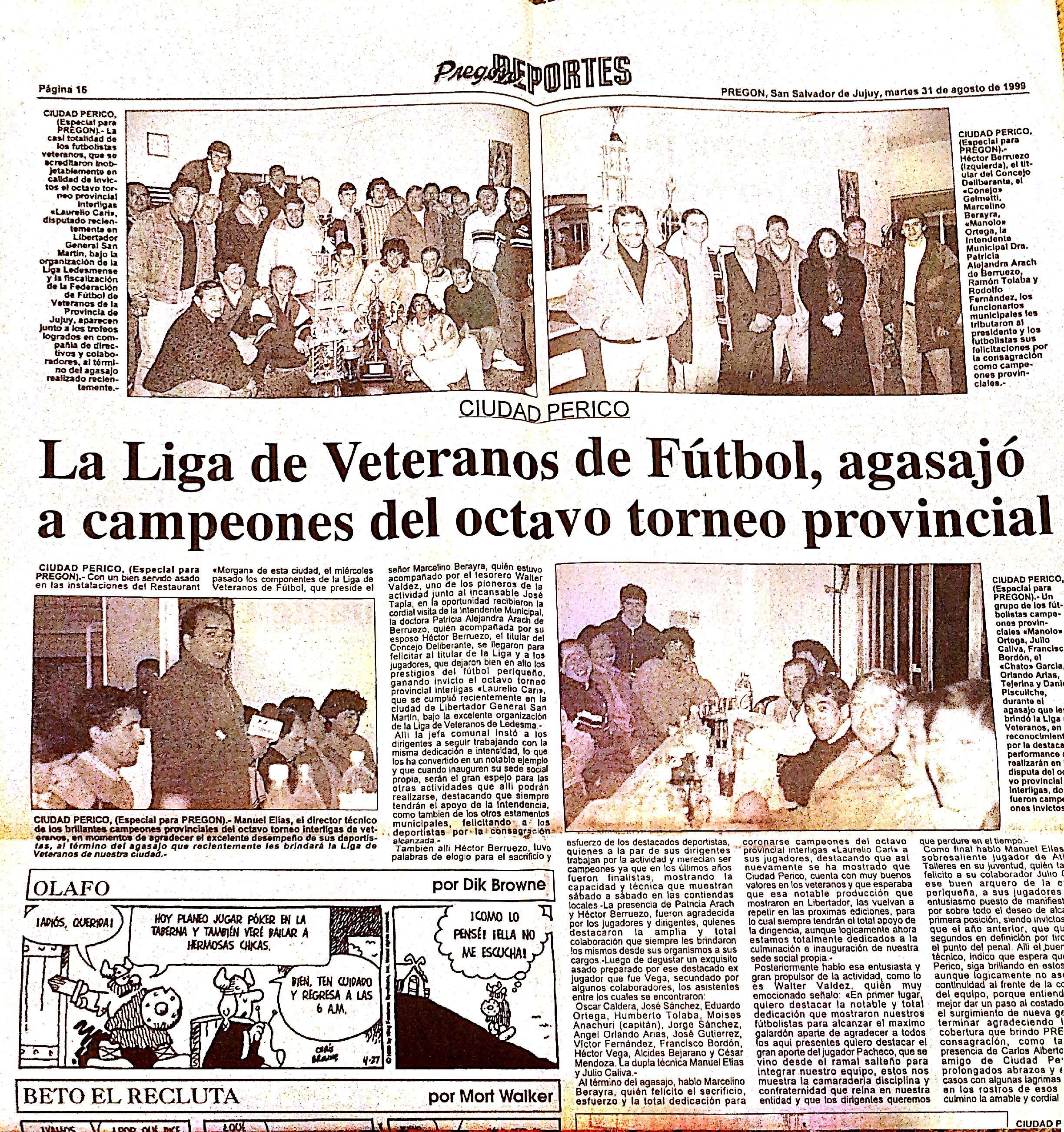 Recorte de periódico sobre Tercer Tiempo FC